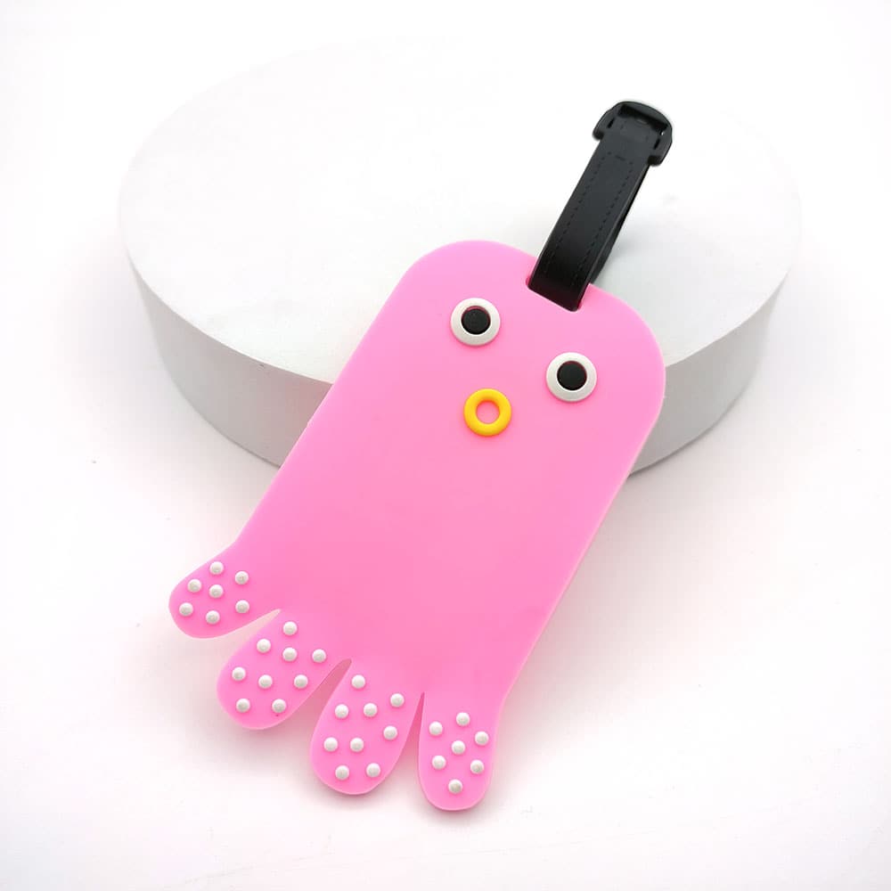 Cartoon Octopus Luggage Tag for Airplane Travel - Prevent Lost Luggage - 1 Piece - Pink - View 1