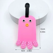 Cartoon Octopus Luggage Tag for Airplane Travel - Prevent Lost Luggage - 1 Piece - Pink - View 2