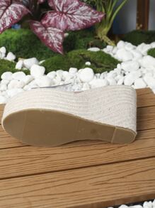 女性編織坡跟涼鞋帶透明條帶編織防水台 - 粉色 - 查看 5