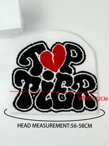 1入組男士針織豆豆帽,街頭服飾字母提花休閒帽 - 黑與白 - 查看 5