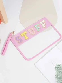 1入組女士透明PVC拉鍊化妝盒包 - 粉色 - 查看 1