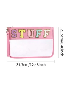 1入組女士透明PVC拉鍊化妝盒包 - 粉色 - 查看 2