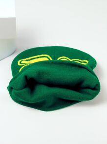 1件女式新款提花針織帽,帶有刺繡字母,適用於街頭風格,保暖,日常穿著 - 彩色 - 查看 4