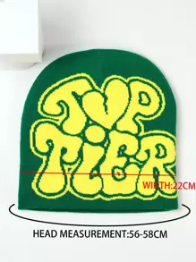 1件女式新款提花針織帽,帶有刺繡字母,適用於街頭風格,保暖,日常穿著 - 彩色 - 查看 5