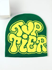 1件女式新款提花針織帽,帶有刺繡字母,適用於街頭風格,保暖,日常穿著 - 彩色 - 查看 2