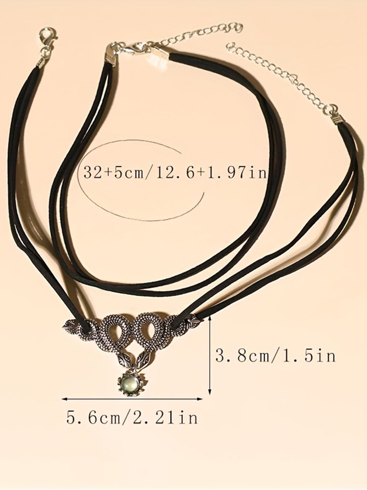 2pcs Double Layer Metal Snake Necklace Choker For Halloween Party - Multicolor - View 5