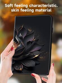 GLANDOTU Tablet Case Compatible With Samsung IPad Tablet PU Leather Multi-Angle Stand Folio Case, Lotus