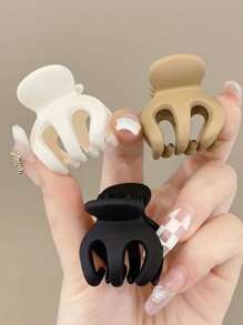 3入組女士霧面塑料高馬尾鉗子，時尚優雅，多用途的休閒髮飾 - 彩色 - 查看 1