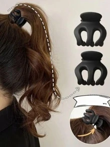 3入組女士霧面塑料高馬尾鉗子，時尚優雅，多用途的休閒髮飾 - 彩色 - 查看 3