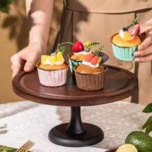 Bamboo Wooden Coffee Brown Black Cake Stand With Legs Christmas Gift - Coffee Brown - View 2