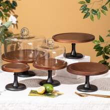 Bamboo Wooden Coffee Brown Black Cake Stand With Legs Christmas Gift - Coffee Brown - View 3