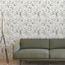 1 Miếng Hình nền Cuộn Với Xương cá trích Kết cấu Và Hiện đại Thiết kế , Tự dính Và Liền mạch Đối với Nhà  Cải tạo Và DIY - Màu xanh Bạc hà - Xem 3