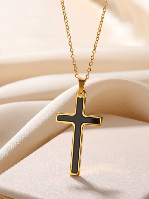 1入組不銹鋼男士復古朋克交叉項鍊