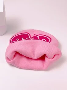 1入組休閒中性針織豆豆帽帶街字母提花圖案,彈性和冬天帽子 - 彩色 - 查看 4