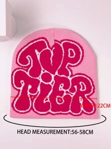 1入組休閒中性針織豆豆帽帶街字母提花圖案,彈性和冬天帽子 - 彩色 - 查看 5