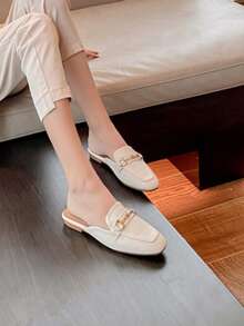 女式平底涼鞋拖鞋，2023年夏季新款，適合孕婦穿著的休閒鞋，寬鬆呈落狀設計，透氣舒適，適合室內外穿著 - 米色 - 查看 4