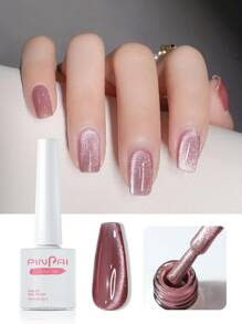 pinpai 1瓶冷美人和風猫眼凝膠指甲油,側面發光 - 玫瑰紅 - 查看 1
