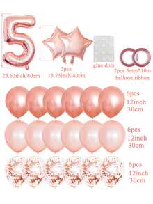 24 piezas Fondo rosa dorado mixto globos 5 de fiesta de cumpleaños decoraciones , 5 años chica de cumpleaños adorno - Oro rosa - Ver 3