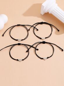 ATLVXJL Set de 4piezas/piezas Pulsera de  tejida para pareja amigos buenos hermanos que brilla en la oscuridad para mujeres, regalos de vacaciones para seres queridos