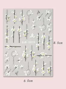 指甲貼紙指甲藝術3入組5D浮雕花卉和植物指甲貼紙指甲貼紙指甲設計美甲技巧指甲配件朋友禮品DIY - 彩色 - 查看 3