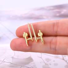 1 Cặp Khuyên Tai Niche Ear Cuff Dành Cho Nữ Bạc 925 Micro Pave Bông tai Moissanite cắt tròn 1,2mm dành cho nữ Quà tặng trang sức thời trang dành cho cô ấy với chứng chỉ GRA - Màu vàng - Xem 5