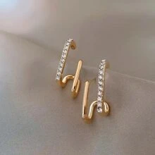 1 Cặp Khuyên Tai Niche Ear Cuff Dành Cho Nữ Bạc 925 Micro Pave Bông tai Moissanite cắt tròn 1,2mm dành cho nữ Quà tặng trang sức thời trang dành cho cô ấy với chứng chỉ GRA - Màu vàng - Xem 4