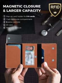 Ví đựng thẻ RFID cho nam nữ Ví Airtag Ví đựng thẻ tín dụng Túi đựng tiền Ví mỏng tương thích với Apple AirTags Tracker Air Tag Quà tặng hàng ngày, nam giới, quà tặng cho bạn trai/cha (Nâu) - màu nâu - Xem 4