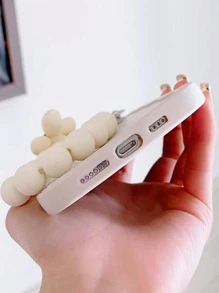 Funda de teléfono lisa con cordón y colgante de teléfono - Blanco - Ver 2