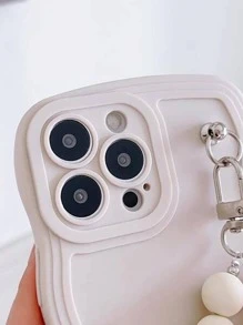 Funda de teléfono lisa con cordón y colgante de teléfono - Blanco - Ver 3