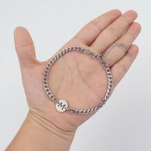 Initial Men Bracelet Classic Stainless Steel Chain Bracelet For Men - Silver - View 3