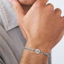 Initial Men Bracelet Classic Stainless Steel Chain Bracelet For Men - Silver - View 1