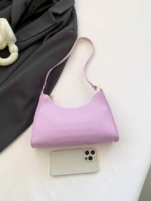 鱷魚紋流行腋下包 - 紫色 - 查看 3