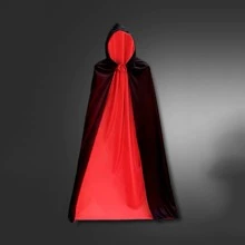 1pc Cloak Cosplay Double-layered Black & Red Cape Party Cloak - Multicolor - View 1