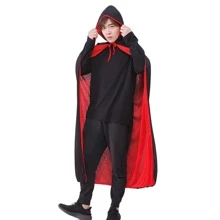1pc Cloak Cosplay Double-layered Black & Red Cape Party Cloak - Multicolor - View 2