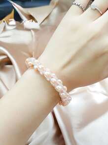 Vòng cổ và vòng tay bạc đính hạt ngọc trai giả - trắng - Xem 4