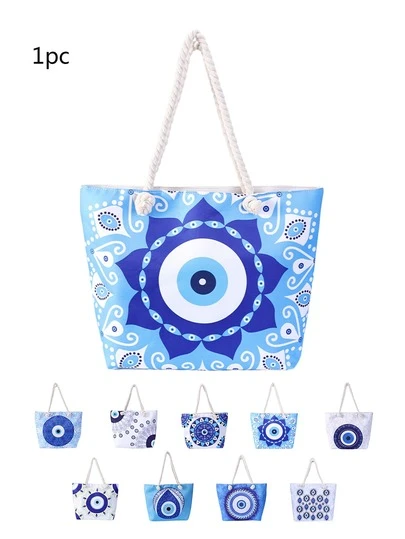 大容量時尚托特包帶邪惡之眼圖案