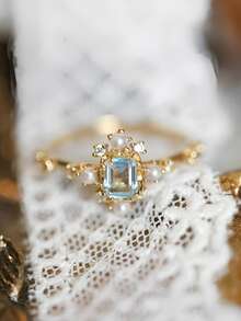 1 Miếng Của phụ nữ Nguyên chất Bạc 925 Retro Hình Học Chỉ mục Ngón tay Nhẫn , Thích hợp Đối với Mặc hàng ngày Và Phụ kiện trang sức - Vàng - Xem 4