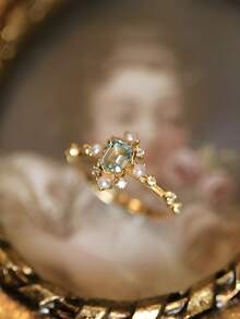 1 Miếng Của phụ nữ Nguyên chất Bạc 925 Retro Hình Học Chỉ mục Ngón tay Nhẫn , Thích hợp Đối với Mặc hàng ngày Và Phụ kiện trang sức - Vàng - Xem 6