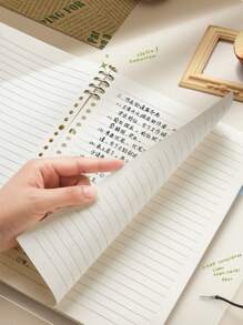 B5活頁筆記本帶可拆卸套夾,,完美辦公,,寫作, - 橄欖綠 - 查看 5