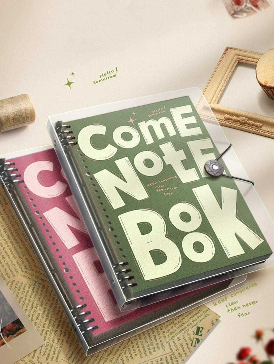 B5活頁筆記本帶可拆卸套夾,,完美辦公,,寫作, - 橄欖綠 - 查看 1