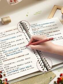 B5活頁筆記本帶可拆卸套夾,,完美辦公,,寫作, - 橄欖綠 - 查看 4