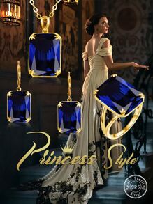 3 cái/bộ Đúng mốt , Linh hoạt , Tối giản 13*18MM Màu xanh lá Khối Zirconia  Đá sinh Cắt Dài Hình chữ nhật Hình dạng Sri Lanka Xanh Sợi tổng hợp Ngọc bích Đá sinh Lấy cảm hứng Đồ trang sức Vòng cổ/Hoa tai , 925 sterling bạc 18K Mạ vàng , Ngày kỷ niệm Quà Tặng Đính Hôn Đối với phụ nữ Buổi tiệc Cô dâu Bộ , Dây chuyền Chiều dài Inch , Có thể điều chỉnh 16-18 Inch - Xanh đậm - Xem 1