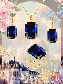 3 cái/bộ Đúng mốt , Linh hoạt , Tối giản 13*18MM Màu xanh lá Khối Zirconia  Đá sinh Cắt Dài Hình chữ nhật Hình dạng Sri Lanka Xanh Sợi tổng hợp Ngọc bích Đá sinh Lấy cảm hứng Đồ trang sức Vòng cổ/Hoa tai , 925 sterling bạc 18K Mạ vàng , Ngày kỷ niệm Quà Tặng Đính Hôn Đối với phụ nữ Buổi tiệc Cô dâu Bộ , Dây chuyền Chiều dài Inch , Có thể điều chỉnh 16-18 Inch - Xanh đậm - Xem 2