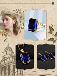 3 cái/bộ Đúng mốt , Linh hoạt , Tối giản 13*18MM Màu xanh lá Khối Zirconia  Đá sinh Cắt Dài Hình chữ nhật Hình dạng Sri Lanka Xanh Sợi tổng hợp Ngọc bích Đá sinh Lấy cảm hứng Đồ trang sức Vòng cổ/Hoa tai , 925 sterling bạc 18K Mạ vàng , Ngày kỷ niệm Quà Tặng Đính Hôn Đối với phụ nữ Buổi tiệc Cô dâu Bộ , Dây chuyền Chiều dài Inch , Có thể điều chỉnh 16-18 Inch - Xanh đậm - Xem 3