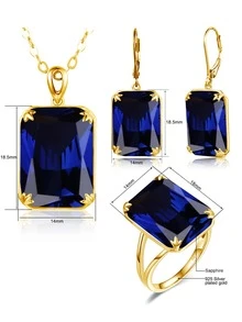 3 cái/bộ Đúng mốt , Linh hoạt , Tối giản 13*18MM Màu xanh lá Khối Zirconia  Đá sinh Cắt Dài Hình chữ nhật Hình dạng Sri Lanka Xanh Sợi tổng hợp Ngọc bích Đá sinh Lấy cảm hứng Đồ trang sức Vòng cổ/Hoa tai , 925 sterling bạc 18K Mạ vàng , Ngày kỷ niệm Quà Tặng Đính Hôn Đối với phụ nữ Buổi tiệc Cô dâu Bộ , Dây chuyền Chiều dài Inch , Có thể điều chỉnh 16-18 Inch - Xanh đậm - Xem 5