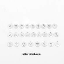 圓形A-Z最初吊墜項鍊男士經典不銹鋼寬度3MM繩索鏈條樣式項鍊適合男士 - 銀色 - 查看 4