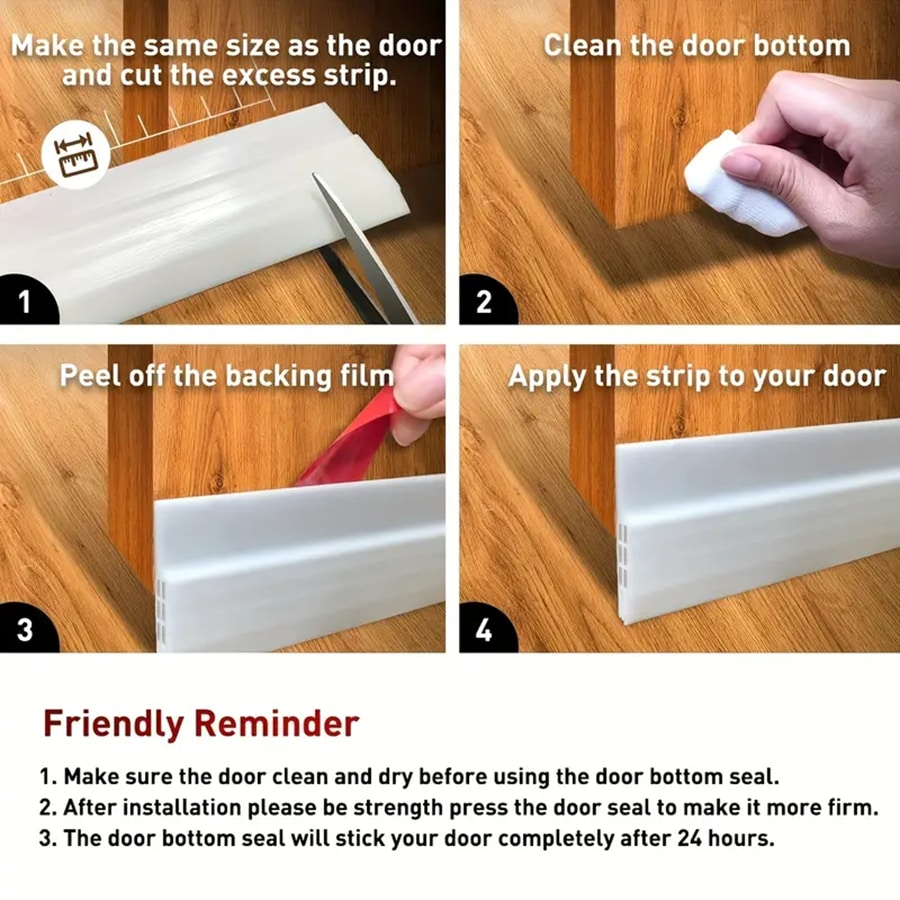 1 Meter Door Bottom Sealing Strip, Wooden Door Sound Insulation Strip ...