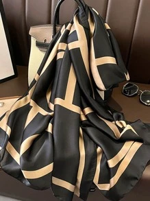 优雅 1 件女士黑色仿丝长围巾，女士秋冬披肩，柔软舒适的毯子围巾，适合秋季、冬季、春季和夏季，度假、休闲，百搭披肩配饰女士 - 彩色 - 查看 1