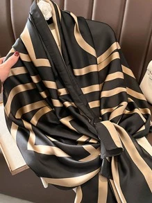 优雅 1 件女士黑色仿丝长围巾，女士秋冬披肩，柔软舒适的毯子围巾，适合秋季、冬季、春季和夏季，度假、休闲，百搭披肩配饰女士 - 彩色 - 查看 2