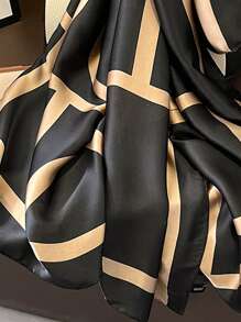 优雅 1 件女士黑色仿丝长围巾，女士秋冬披肩，柔软舒适的毯子围巾，适合秋季、冬季、春季和夏季，度假、休闲，百搭披肩配饰女士 - 彩色 - 查看 3